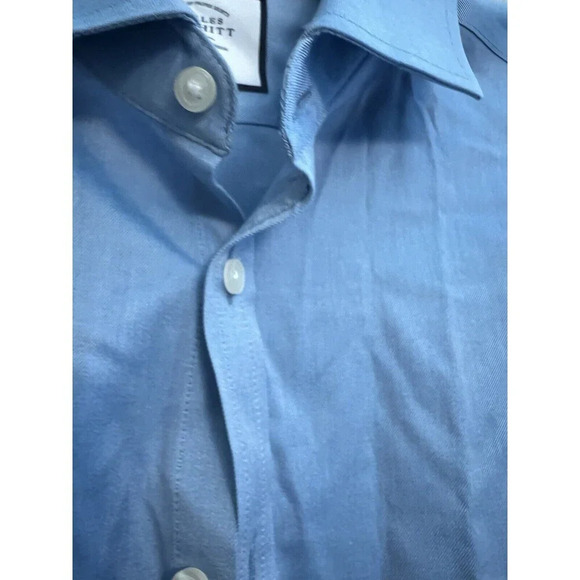 Charles Tyrwhitt Dress Shirt 17.5 36 Classic Fit Non Iron Blue Long Sleeve Mens - Picture 3 of 11